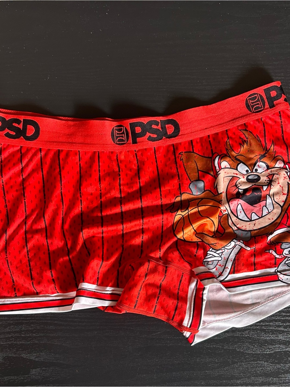 PSD Womenโs Red Taz Basketball Boxer Briefs with Graphic Print